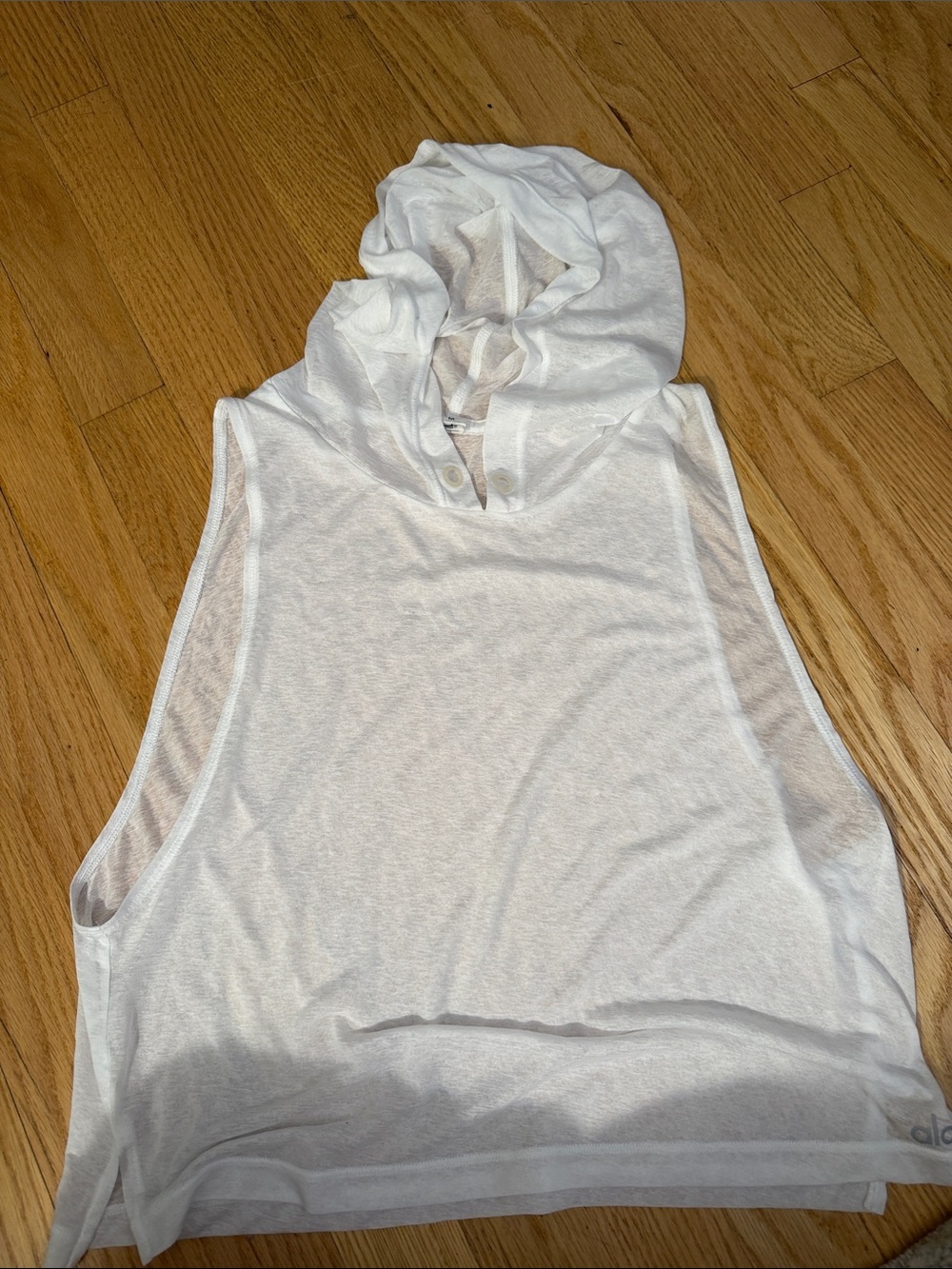 Alo Women's White Sleeveless Hooded Tank Top